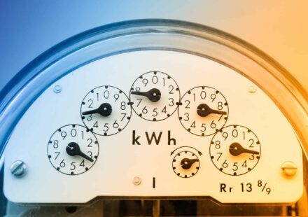 A meter measures energy use.