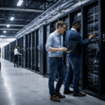 Experts checking Coreweave servers on data center